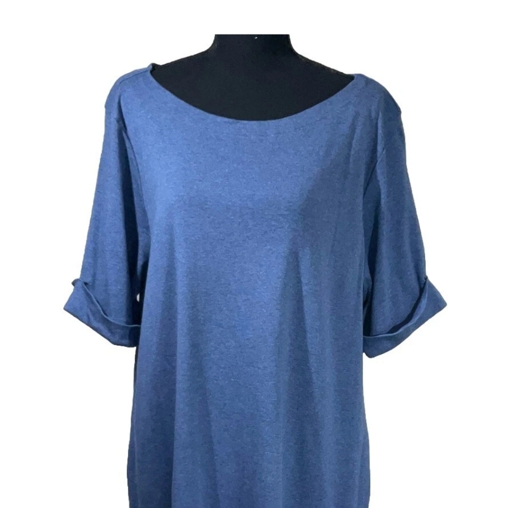 Karen Scott Sport Heather Blue Shirt Dress Top